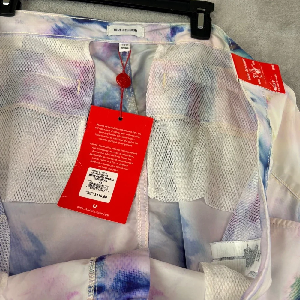 True Religion Mens W46 Blue Tie Dye Board Shorts Ricky Relaxed Swimwear NWT